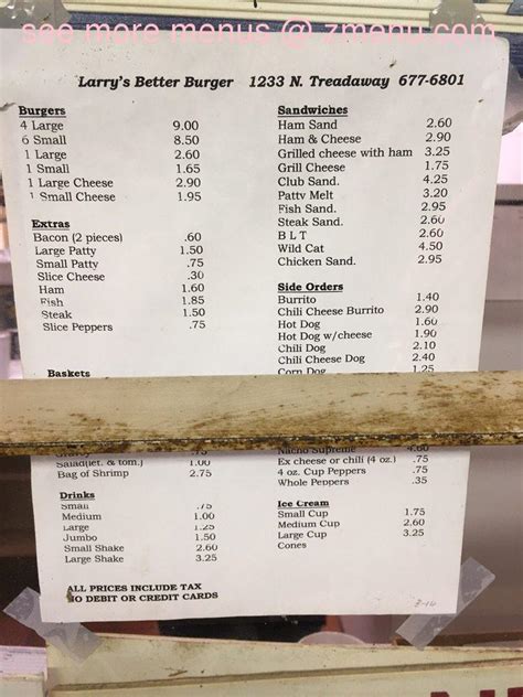 FOOD WITH GIANT. . Larrys better burger drivein menu